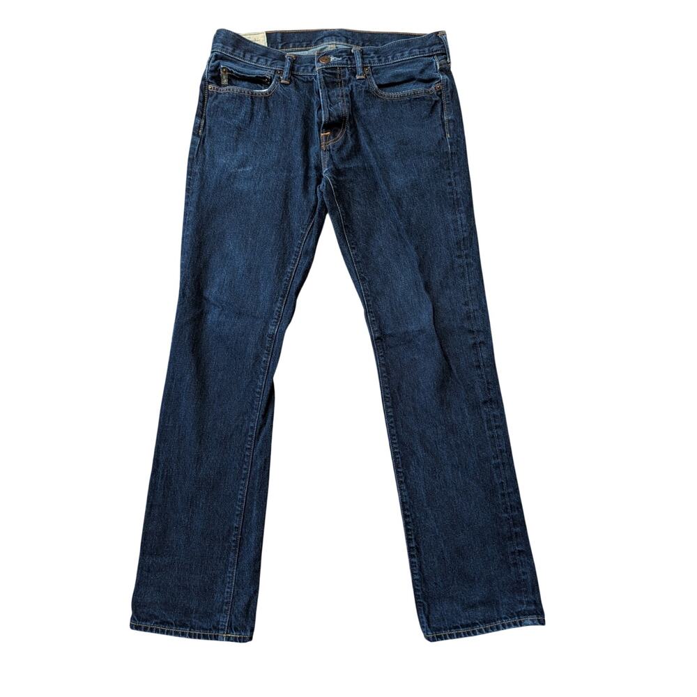 Abercrombie & Fitch Men's 32x32 Dark Wash Slim Straight Button Fly Jeans